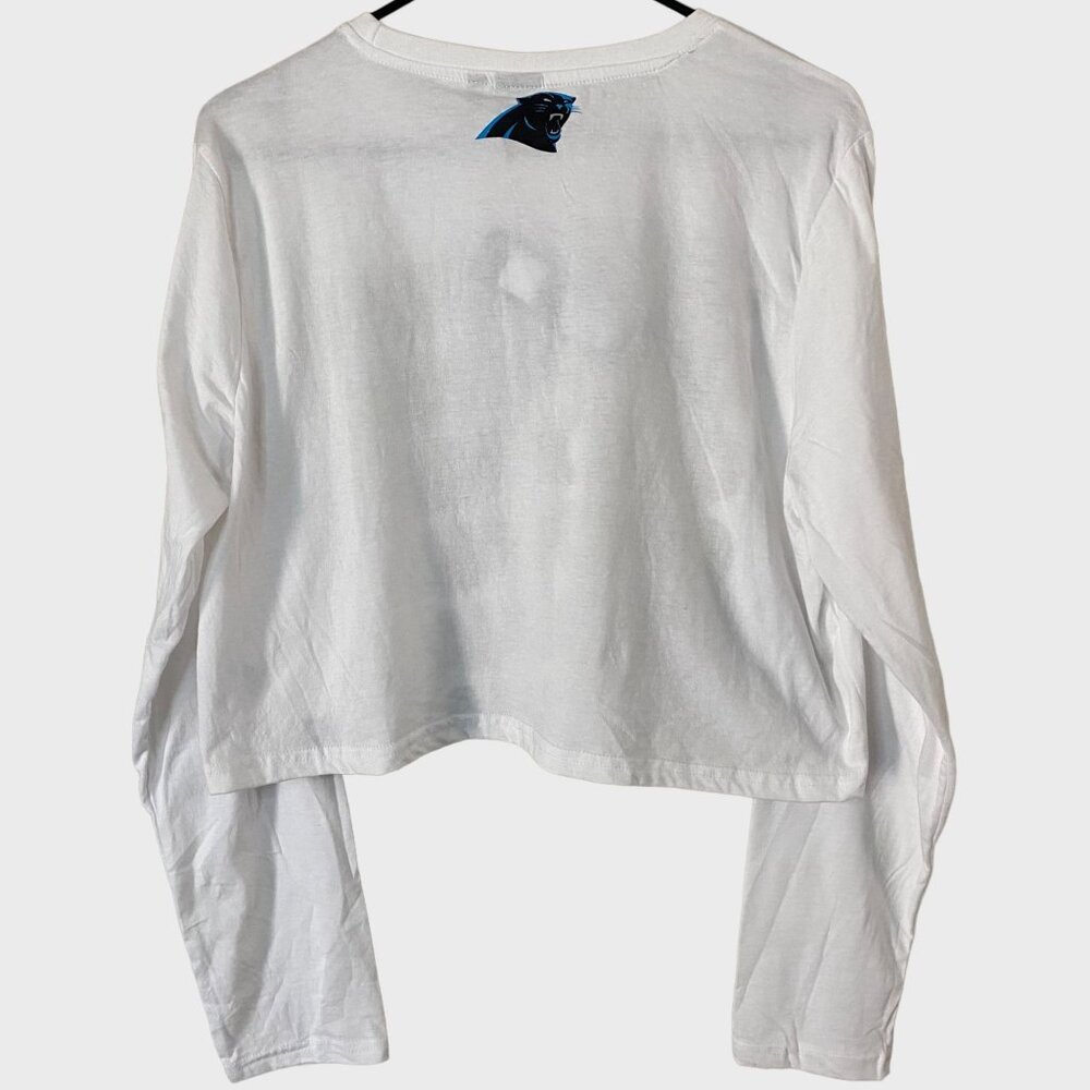 NFL Carolina Panthers Cropped Long-Sleeve Shirt Women's XL Football Crop Top New - Picture 4 of 15